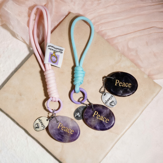 Amethyst “PEACE” Charm